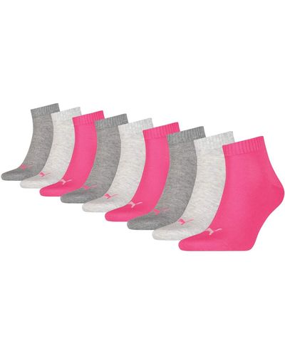 PUMA Short Crew Sports Socks With Terry Sole Pack Of 9 - Pink