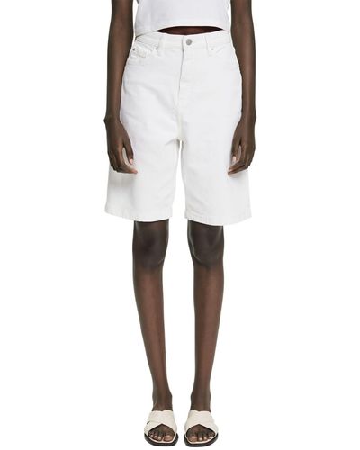 Esprit 052EE1C322 Shorts en Jean - Blanc