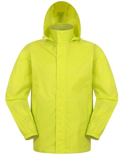 Mountain Warehouse Pakka Mens Waterproof Packable Jacket - Isodry, Lightweight & Breathable Raincoat With Taped Seams & Packaway - Yellow