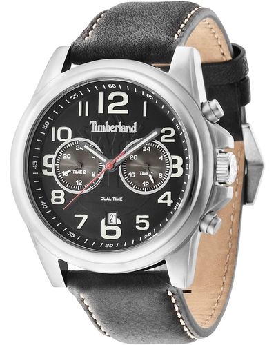 Timberland Picket Horloge Analoog Kwartsuurwerk Met Lederen Armband 14518js-02a - Zwart