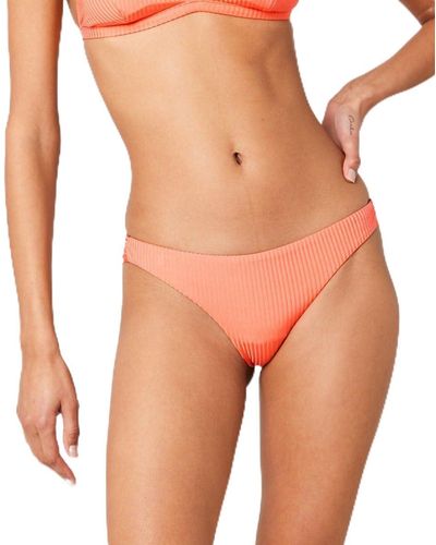 Rip Curl Modern Rib Cheeky Womens Bikini Bottoms - Coral - Orange