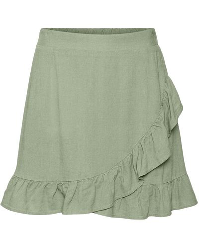 Vero Moda Vmmymilo Hw Mini Skirt Wvn Ga - Green