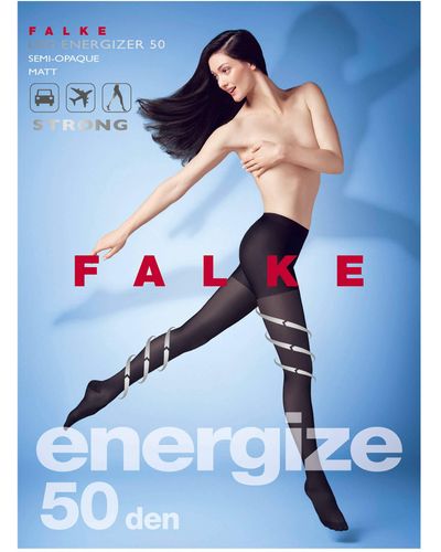 FALKE Women Leg Energizer 50 Den Compression Tights - Semi-opaque, Matt, Black (black 3009), S-m, 1 Pair - Blue