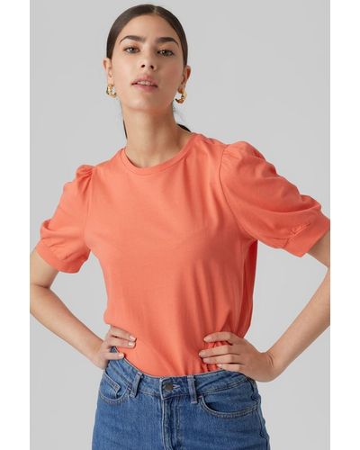 Vero Moda VMKERRY 2/4 O-Neck TOP VMA JRS NOOS T-Shirt - Orange