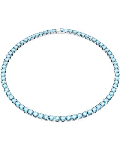 Swarovski Collar matrix tennis, talla redonda, medio - Azul