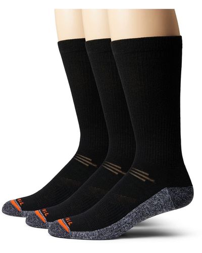 Merrell Adult's Lightweight Work Socks-3 Pair Pack- Repreve With Durable Reinforcement - Black