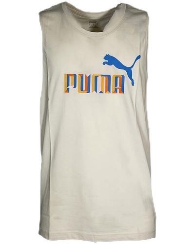 PUMA Sleeveless T-shirt Tank Tops White S - Grey