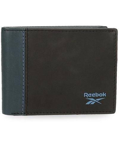 Reebok Division Horizontal Wallet With Purse Black 11 X 8 X 1 Cm Leather