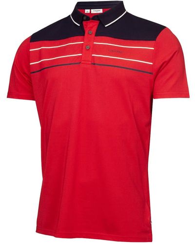 Calvin Klein Mens Eagle Golf Polo Shirt - Red - L