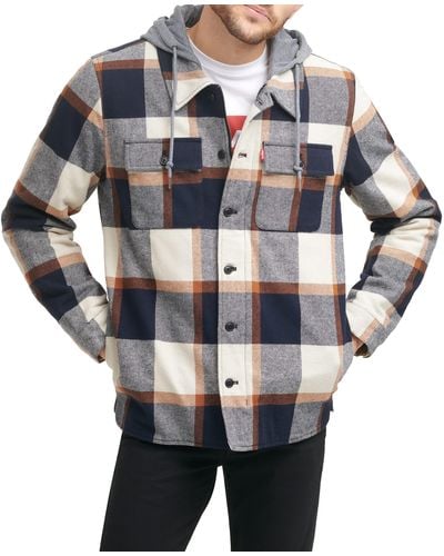 Levi's Cotton Shirt Jacket With Soft Faux Fur Lining And Jersey Hood - Multicolor