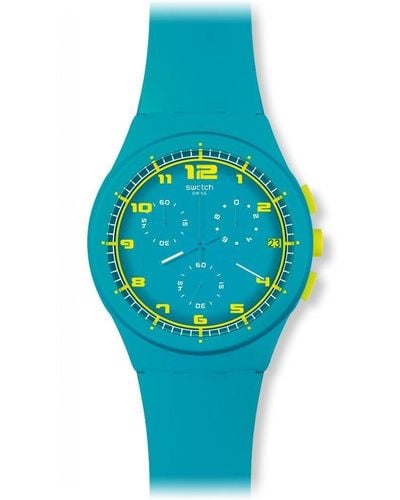 Swatch Armbanduhr Chrono Plastic Acid Drop Chronograph Silikon SUSL400 - Blau