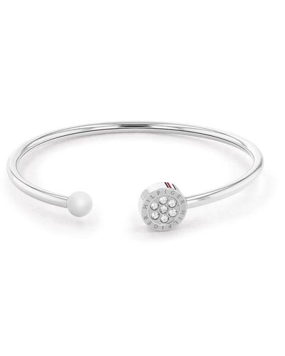 Tommy Hilfiger Jewellery Open Bangle With Crystals Color: Silver - Metallic