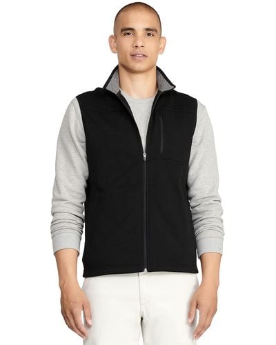 Izod Advantage Performance Full Zip Sweater Fleece Vest - Black
