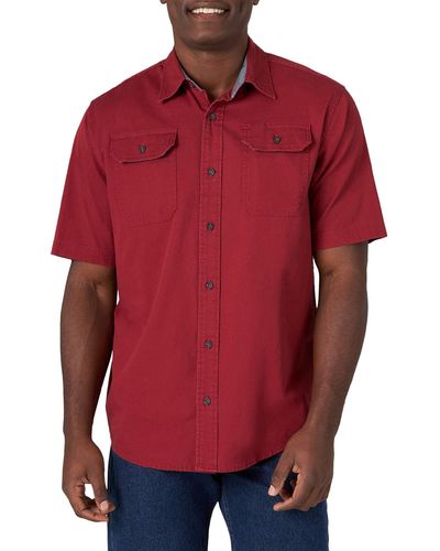 Wrangler Short Sleeve Button-up Shirt - Red