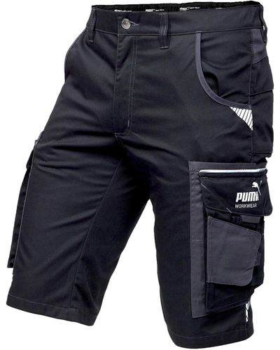 PUMA Pantaloncini da Lavoro Premium con Molte Tasche e Materiale Rinforzato Nero - Blu