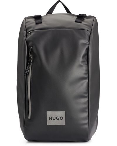 HUGO Quantum N Backpack Rucksack mit dekorativem Logo-Print in reflektierender Optik Schwarz Stck