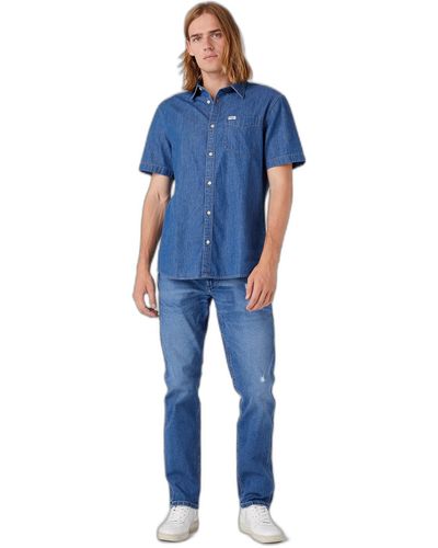 Wrangler Ss 1 Pack Shirt - Blue
