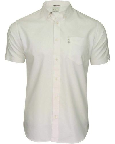 Ben Sherman Mens Short Sleeve Button Down Collar Oxford Shirt 59140 - White