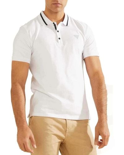 Guess Polo homme t-shirt à manches courtes avec boutons en coton sauge d'été XL - Blanc