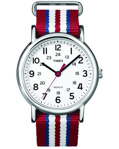 Timex Armbanduhr Weekender Slip Through Analog Nylon T2N746D7 - Rot