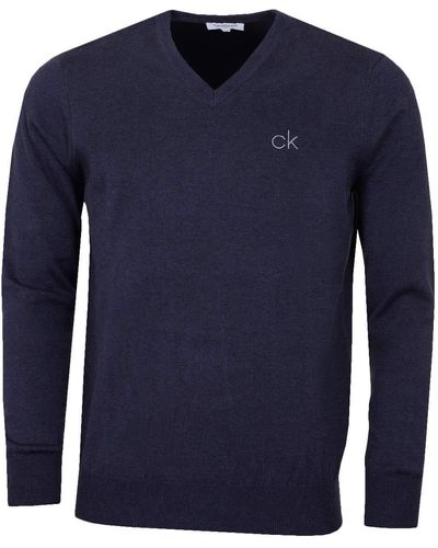 Calvin Klein Ausschnitt-Tour Sweater - Denim Marl - Blau