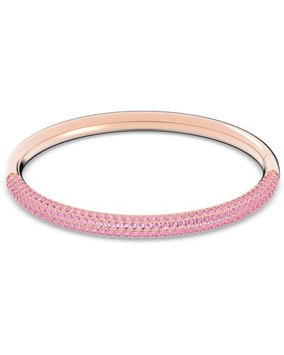Swarovski Stone Bangle Bracelet With Pink Crystal Pavé On A Rose Gold-tone Finish Setting