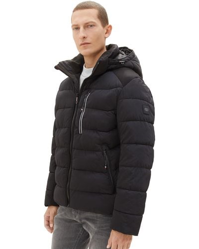 Tom Tailor 1037342 Puffer-Jacke mit Abnehmbarer Kapuze - Schwarz