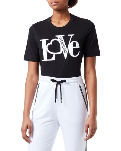 Love Moschino S with Love Rubber Print T-Shirt - Schwarz