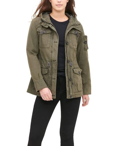 Levi's Cotton Four Pocket Hooded Field Jacket - Green