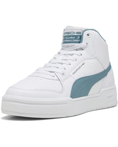 PUMA Mens Pl Ca Pro Mid Lace Up Trainers Shoes Casual - White, White, 10.5 - Blue