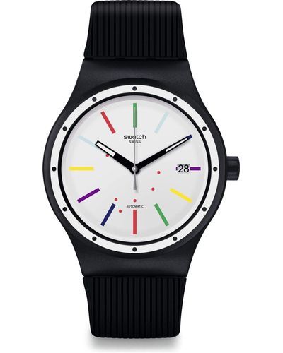 Swatch Analog Schweizer Quarz Uhr mit Silicone Armband SUTB408 - Schwarz