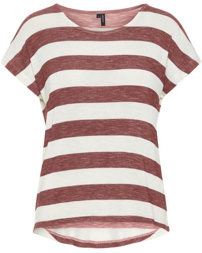 Vero Moda VMWIDE Stripe S/L Top Noos T-Shirt - Rosa