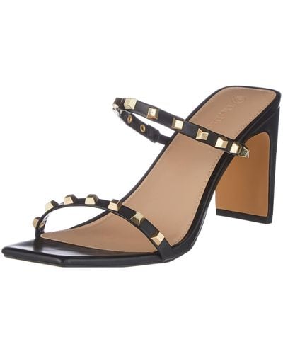The Drop Avery Square-toe Two-strap High Heeled Sandal - Black