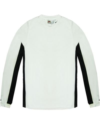 Nike Dri-fit Logo Long Sleeve Shirt White Black S Training Top 260027 100
