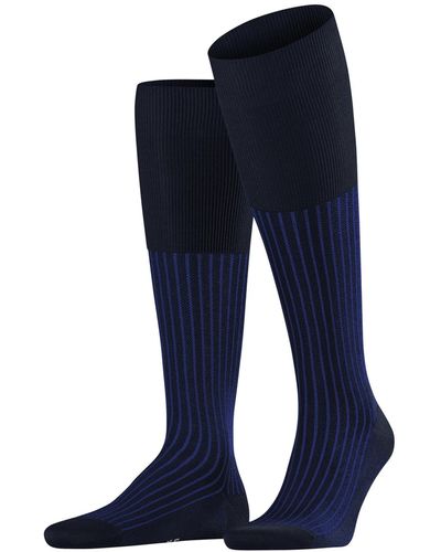 FALKE Oxford Stripe M Kh Cotton Long Patterned 1 Pair Knee-high Socks - Blue