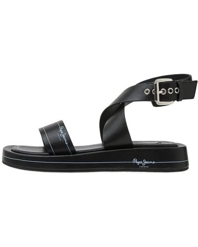 Pepe Jeans Summer Logy Semi Wedge Sandals - Black