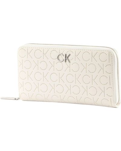 Calvin Klein Geldbörse Portemonnaies Re-Lock Slim Zip Wallet Weiß