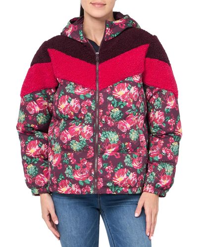 Levi's Molly Sherpa Lined Puffer Jacket Coat - Red