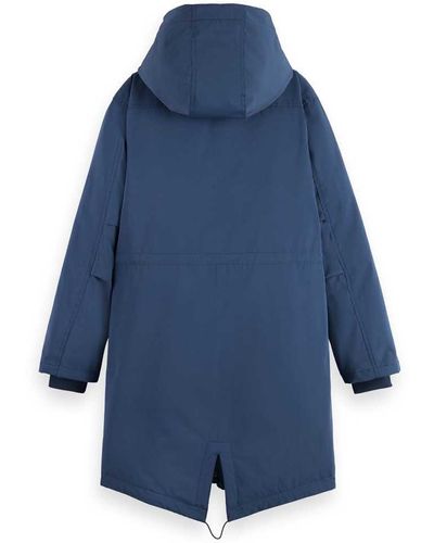 Scotch & Soda Water Repellent Mid Length Parka With Repreve® Filling - Blau