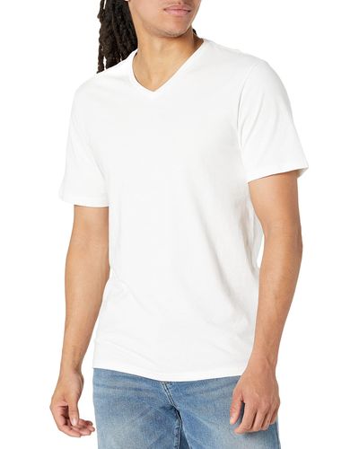 Amazon Essentials T-Shirt con Scollo a v a iche Corte Slim Uomo - Bianco