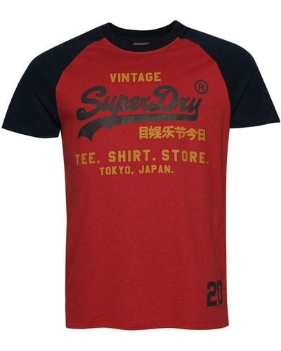 Superdry Vintage VL Heritage Rgln tee M1011621A Hike Red Marl/Eclipse Navy XL Hombre - Rojo