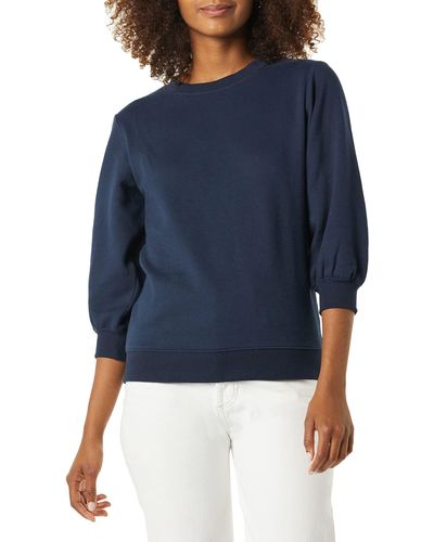 Amazon Essentials French Terry Fleece Sleeve Detail Crewneck Sweatshirt - Blue