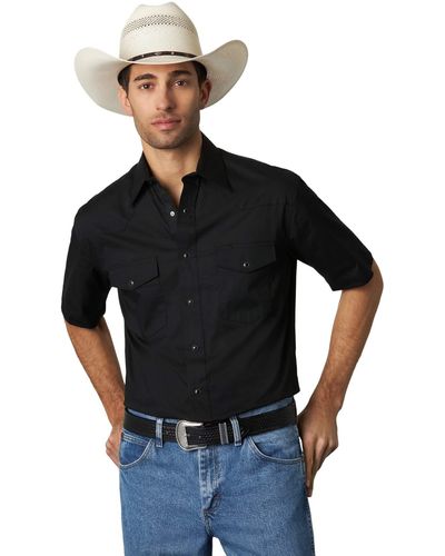 Wrangler Big & Tall Short Sleeve Sport Western Snap Shirt - Nero