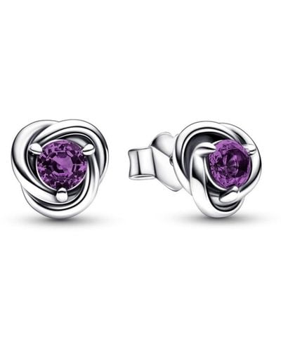 PANDORA Sterling silver stud earrings with sweet grape purple crystal - Lila