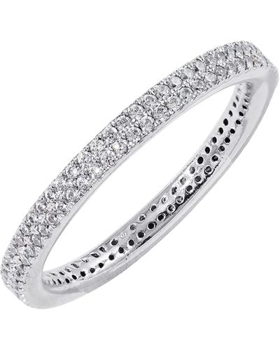 Amazon Essentials Rhodium Plated Double Row Pave Stackable Eternity Ring Size 6 - White