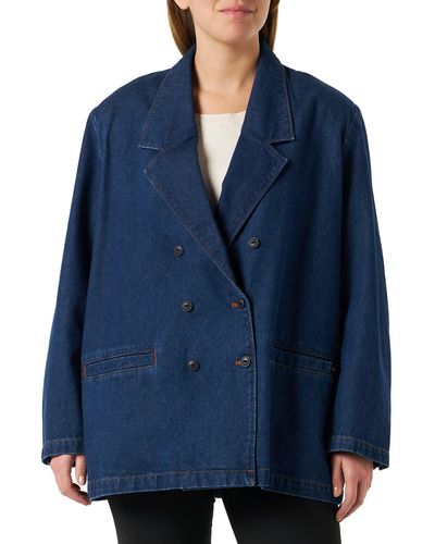 Wrangler Oversized Blazer Denim Jackets - Blue