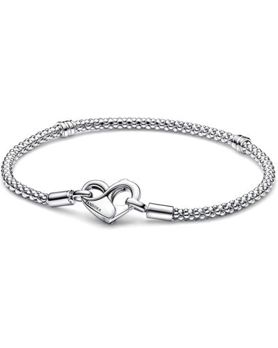 PANDORA Brazalete Studded Chain Sterling Silver Bracelet with Heart Clasp 592453C00-21 Marca - Metálico