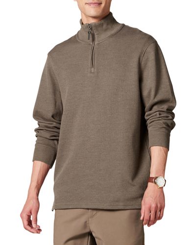 Amazon Essentials Quarter-zip French Rib Sweater - Brown