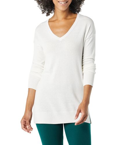 Amazon Essentials Lightweight V-Neck Tunic Sweater Sweaters - Weiß
