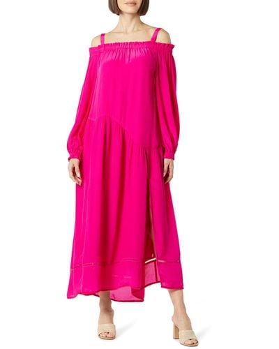 The Drop Long Sleeve Convertible Strapless Tiered Maxi Dress - Pink